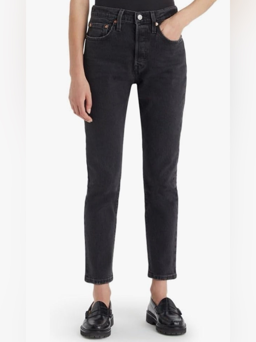 Levi's 501 Skinny Black High Rise Jeans Women’s 28x28 Button Fly Indie Alt